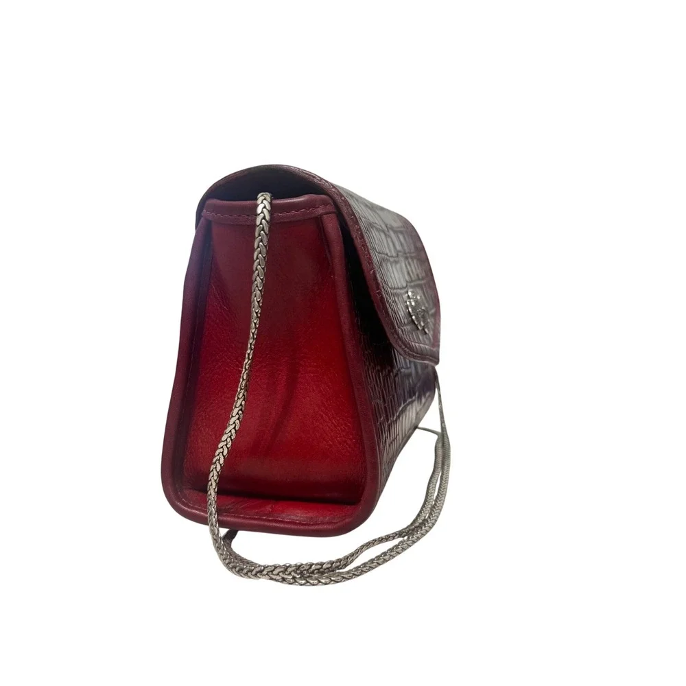 Brighton‎ Crossbody Bag Womens Small Burgundy Croco Leather Excellent Filigree